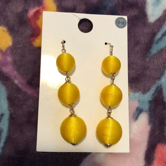 Accessories - YELLOW TRIPPLE DROP FASHION  EARRINGS